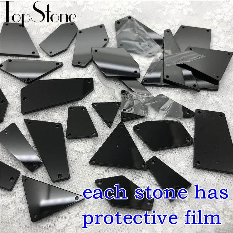 TopStone Black Jet Mirror пришивные стразы 30 форм с плоской задней стороной Акриловые Кристаллы пришивные камни для платьев аксессуары для одежды