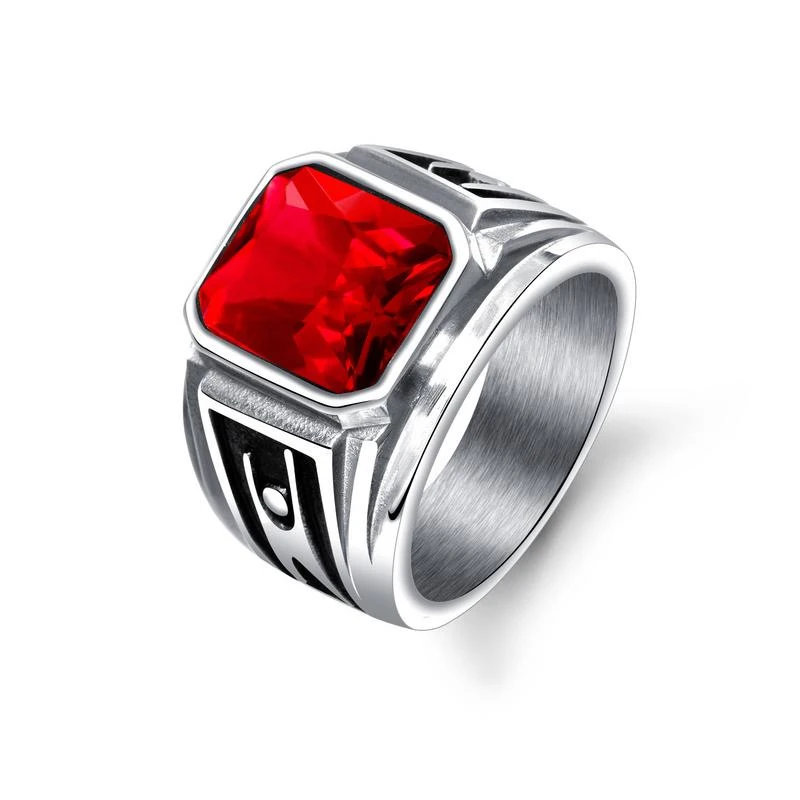 

SIZZZ Fashion Women Cubic Zirconia Wedding Rings Domineering Stainless Steel Exaggerated Stone Rings