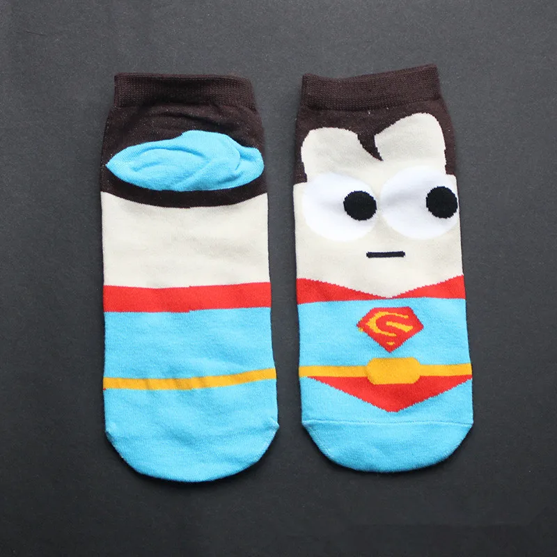 Популярные летние забавные мужские хлопковые носки с героями мультфильмов, невидимые дышащие тонкие счастливые носки до щиколотки