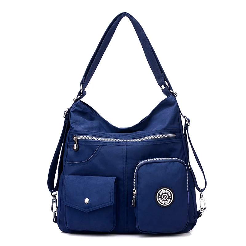 Модная женская сумка через плечо, Высококачественная нейлоновая сумка через плечо, женская сумка, водонепроницаемая школьная сумка - Цвет: Темно-синий