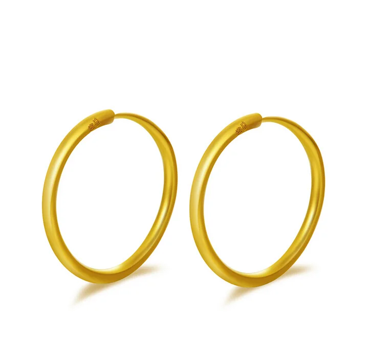 

Fine Real 24K Yellow Gold Earrings Best 10mm Circle Hoop Earrings 1.06g