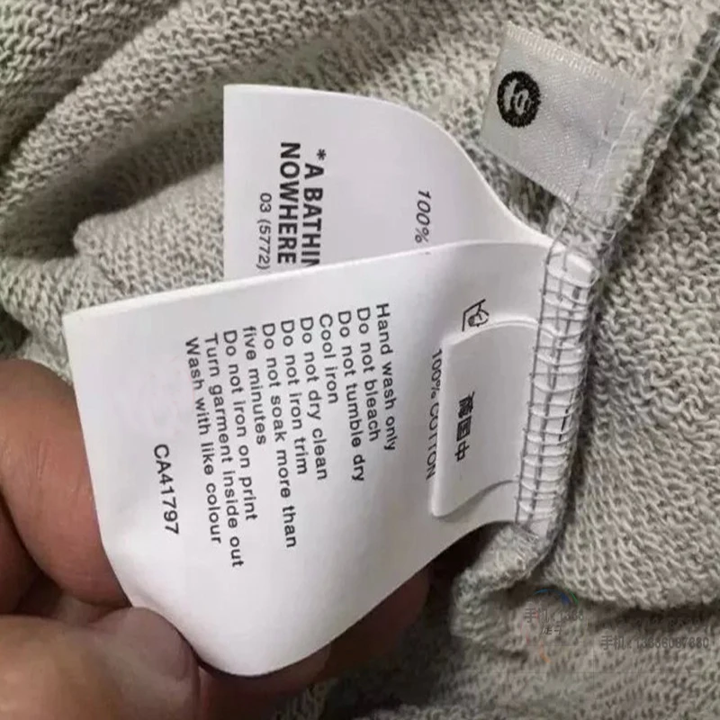 shipping1000PCS в рулоне пользовательских этикетки по уходу за одеждой Дизайн Инструкция мытья этикетки тегом