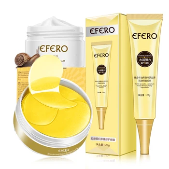 

EFERO 3Pcs Skin Care Set Snail Cream Eyes Cream Collagen Eye Patches Eye Mask Moisturizing Whitening Cream Kit Face Day Cream