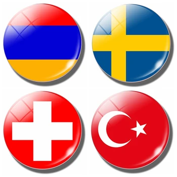 

Sweden Armenia Switzerland Turkey Flag 30 MM Fridge Magnet Armenia Flag Glass Dome Refrigerator Stickers Note Holder Home Decor