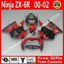 brend new Fairings for2000 2001 2002 Kawasaki ZX6R 636 parts 00 01 02 black red fairing kit AF84