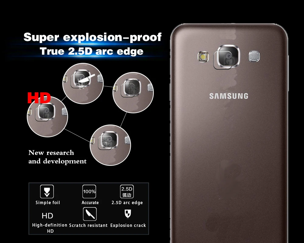 Genuine Back Camera Lens Tempered Glass Films For Samsung GALAXY E7