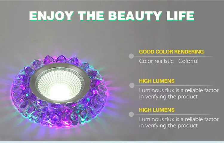 down lights COB LED Downlight Colorful Panel Light RGB 3W 110V 220V Recessed Lamp Fixture For Halogen Lamp Decoration Purple Spot light bathroom ceiling light