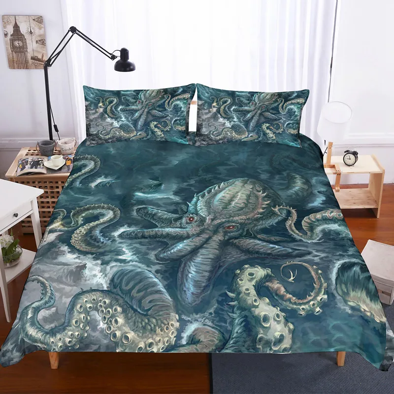 

3D bedding set octopus duvet set lifelike bedding and pillowcase bed set home textiles