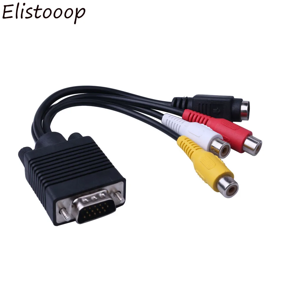Blue Elf VGA SVGA to S-Video 3 RCA AV TV Out Cable Adapter Converter PC Computer Laptop