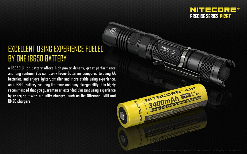 NITECORE P12 P12GT фонарик 2* CR123/1*18650 батарея 7 режимов CREE XP-L HI V3 светодиодный луч 320 м не аккумулятор