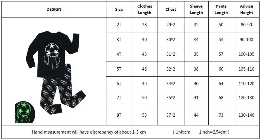 Детская одежда для сна детские светящиеся в темноте пижамные комплекты люминесцентная одежда для мальчиков и девочек детская тематика "Кубок мира по футболу" пижамы
