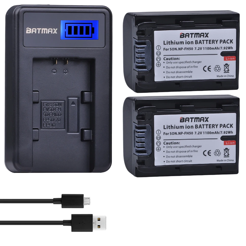 Billig 2Pcs NP FH50 NP FH30 NP FH50 Batterie + LCD USB Ladegerät für Sony HX1 HX100 A230 A290 A330 A390 CX100E CX500E CX520E HC9E SR11E SR