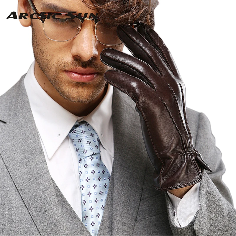 Buy New Arrival 2018 Men Genuine Leather Gloves Warmth