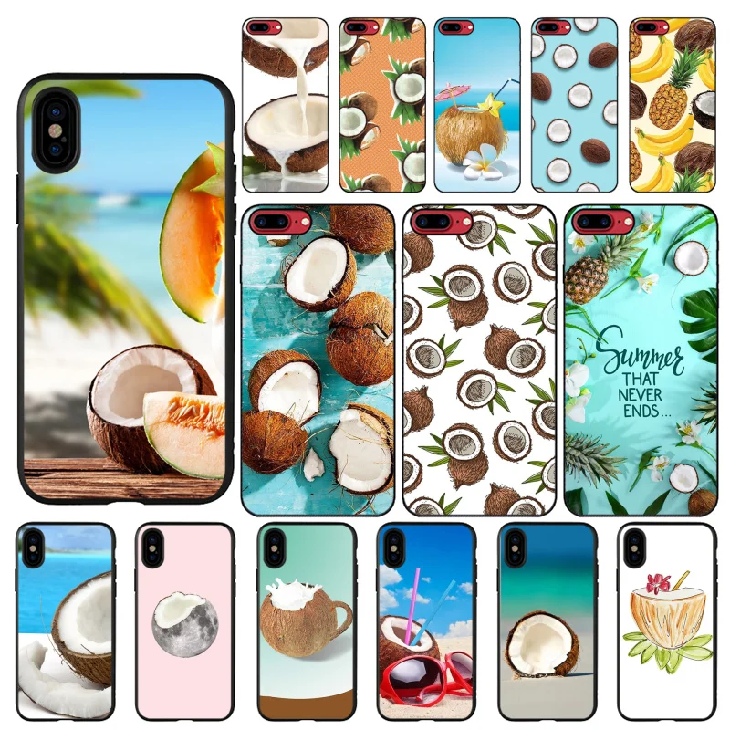 Чехол для телефона с принтом фруктов кокоса в голубом небе iphone 12 11 pro MAX 8 7 6 6S Plus X XS 5