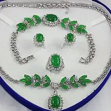 Благородство женщины натуральные ювелирные изделия с зелёными камнями белое ожерелье браслет серьги кольцо град покрытием
