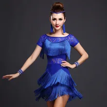 Новые сексуальные Латинской платье для танцев для Для женщин красный/розовый/черный/синий/фиолетовый короткий/длинный рукав модные женские Стандартный костюмы Q1129