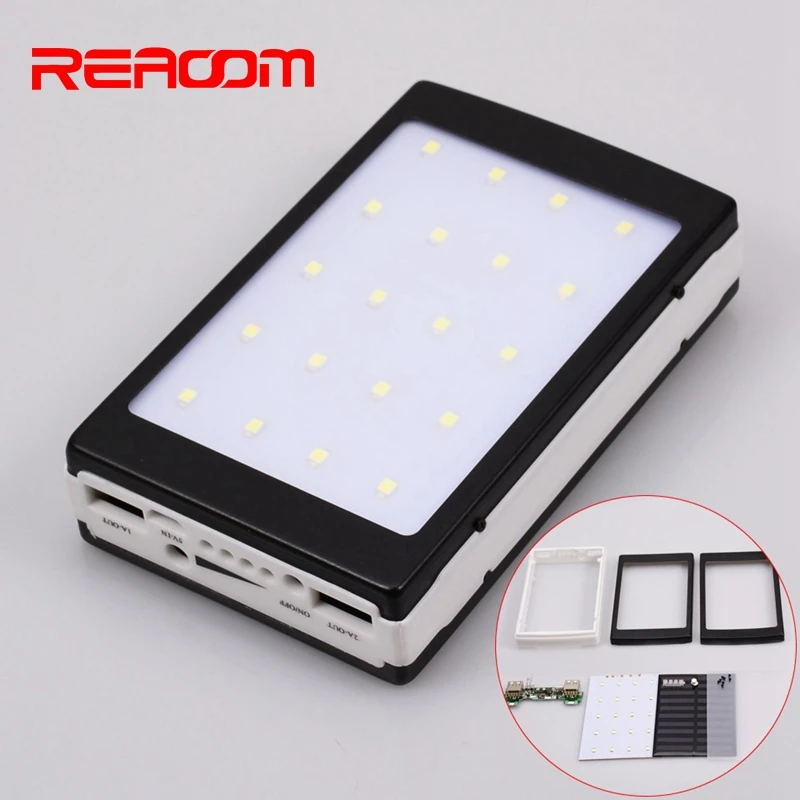 

30000mah (No Battery) Solar Power Bank Charger Powerbank DIY Kit Board Case 18650 Dual USB for Xiaomi Phone LED Pover Power Bank