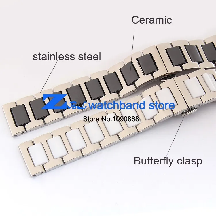 Керамические браслеты и Роза из нержавеющей стали ремешок для часов Ремешок Бабочка Пряжка женский браслет ремешок 12 мм 16 мм 18 мм 20 мм 22 мм