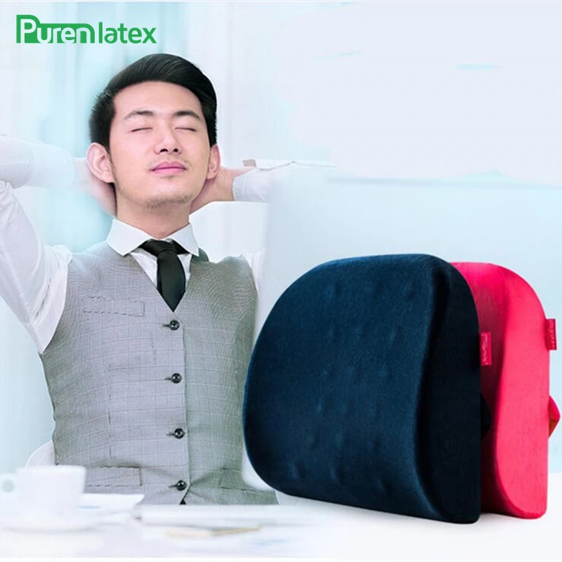 

PurenLatex 39*32*9 Memory Foam Car Seat Pillow Massage Spots Cushion Chair Support Waist Pad Lumbar Spine Coccyx Protect Mat