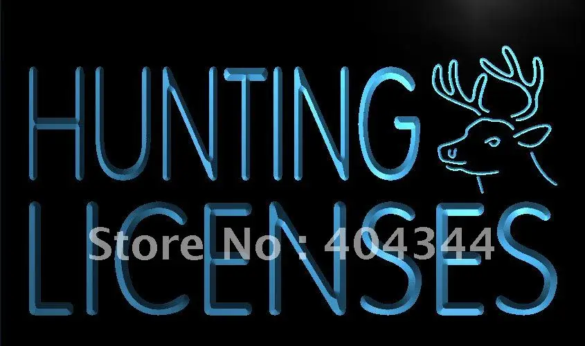 LK669 Hunting Licenses Hunt Deer LED Neon Light Signin Plaques & Signs