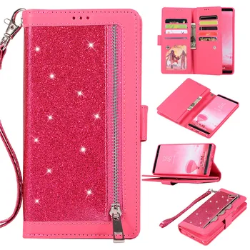 

For Samsung S10 S8 S9 Plus S10e Note 9 8 Glitter Zipper Wallet Card Slot Case For Samsung A6 Plus A5 A7 A8 2018 A750 J5 J7 2017