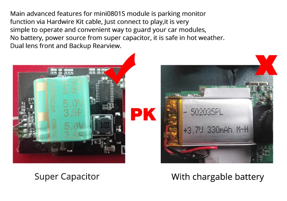 Arpenkin 0801 Upgrade Mini 0801S Car Dash Camera Super Capacitors Video Recorder Dash Cam HD 1080P G-Sensor Motion Detection DVR