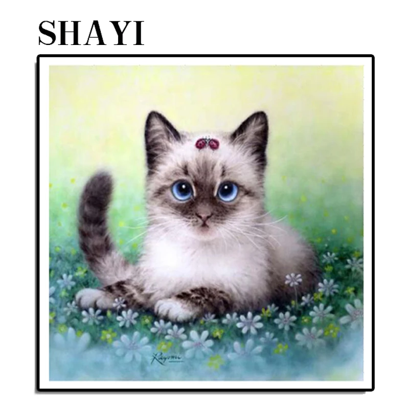

Diamond Cat Diamond Embroidered Cat Crystal 5D Cross-Stitch Full Diamond Diy Stickers Animal Decorative Painting. Luovizem L151