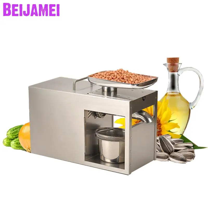 

BEIJAMEI 220V Heat and Cold home oil press machine peanut sunflower seed flaxseed oil press machine high oil extraction rate