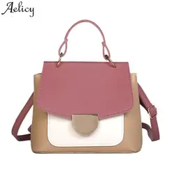 Aelicy дамы сумка кожа контрастного цвета повседневное обувь для девочек курьерские Сумки Универсальный Роскошные для женщин bolsa feminina 2019