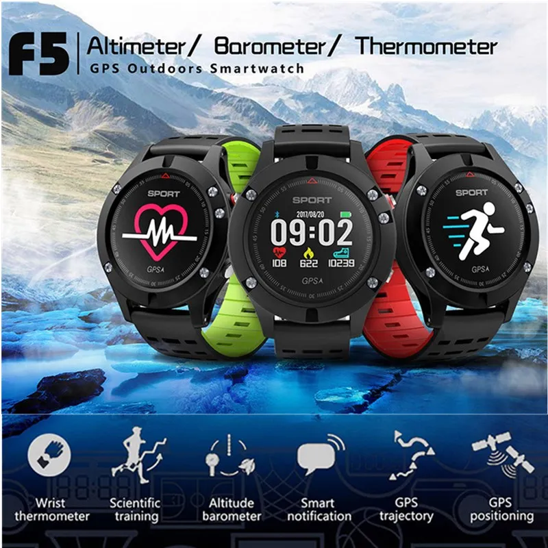 

OGEDA Smart Watch Men F5 GPS Sport Watch Altimeter Barometer Thermometer Bluetooth 4.2 Wearable Devices for IOS Android