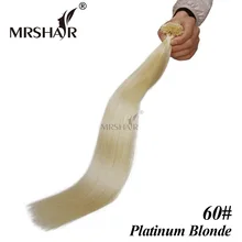 MRSHAIR 60 Hot Fusion Hair Extensions 1g/pc 16″ 20″ 24″ U Tip Hair Keratin Extensions Platinum Blonde Pre Bonded Human Hair