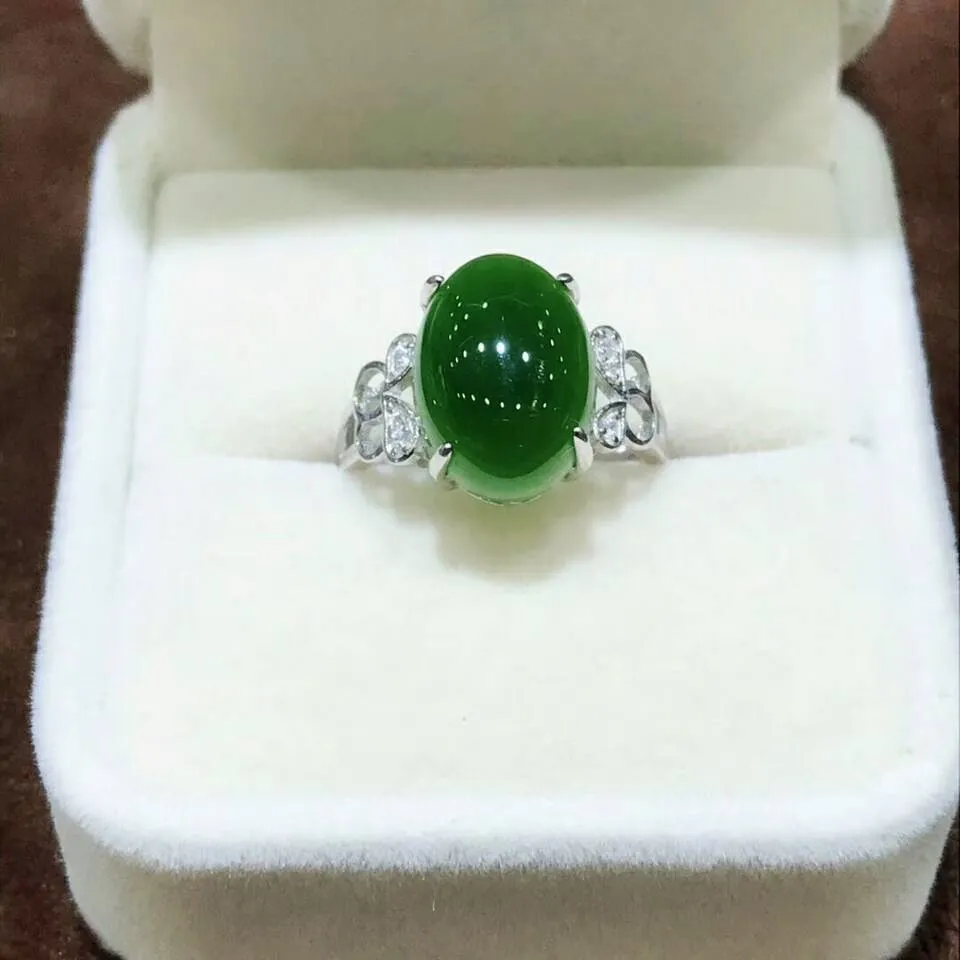 S925 Серебряный паркет и Hetian jade jasper шпинат зеленый кольцо jasper женские кольца