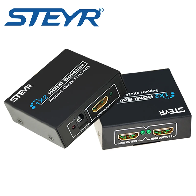 Divisor ultra hd 4k steyr hdmi divisor 1x2 divisor do sinal do porto 2 divisor do distribuidor hdmi 1.4 1 em 2 para fora apoio 2k * 4k