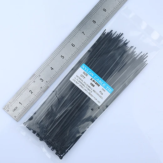 100 мм до 200 мм 100 шт самофиксирующиеся пластиковые черные кабельные стяжки W = 2,5 мм эффективные прочные нейлоновые стяжки для связывания проводов от 3 до 8 дюймов - Цвет: 2.5x200 8inch