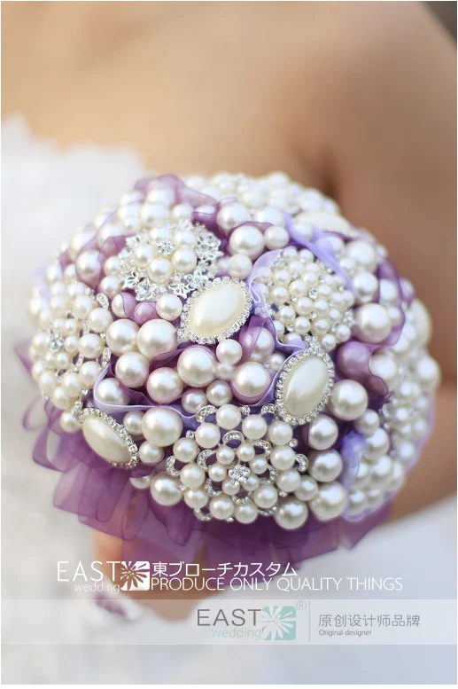 6 дюймов изготовленный на заказ, обшитые фиолетовыми жемчужными Хрустальная брошь с букетом невесты с жемчугом, ювелирные изделия, набор пряжи мини платье подружки невесты букеты
