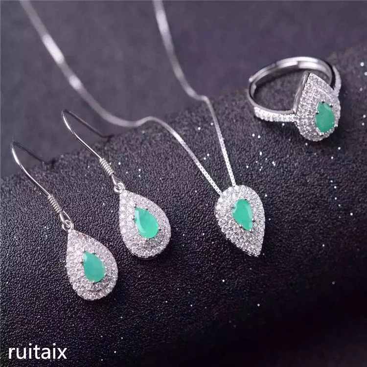 KJJEAXCMY boutique jewels 925 Pure silver natural emeralds necklace