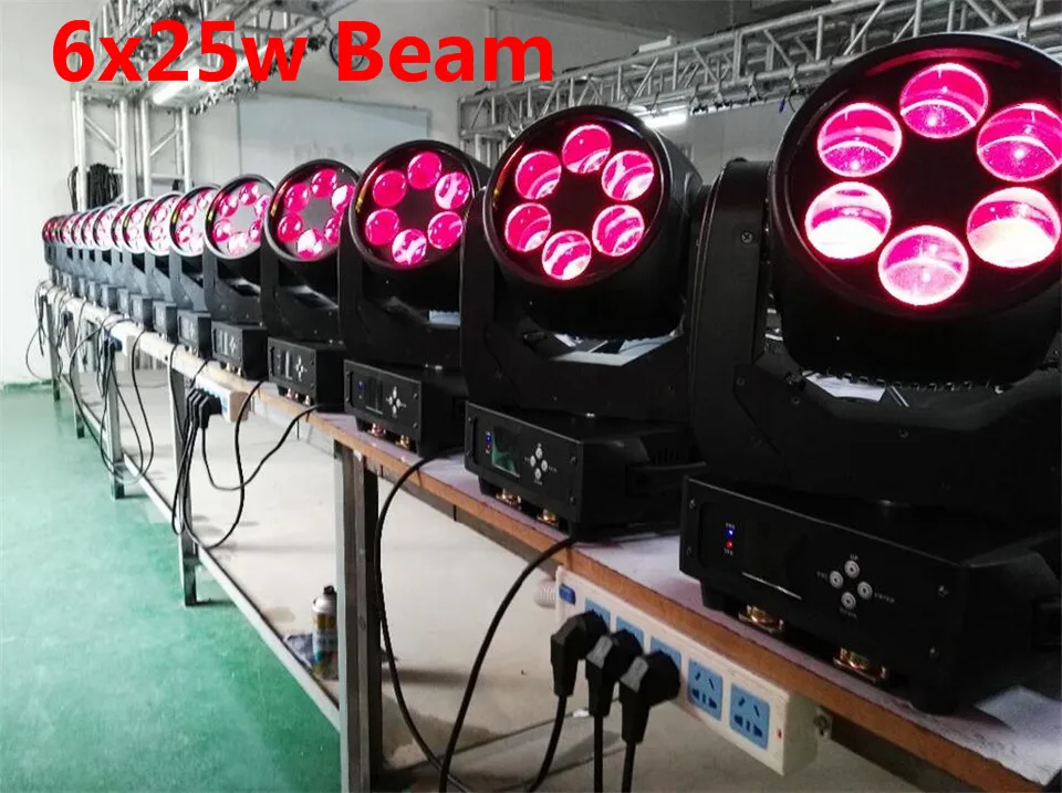 LED Super haz 6x25 W LED luz principal móvil del haz para Bar efecto de etapa de iluminación LED DMX DJ luces