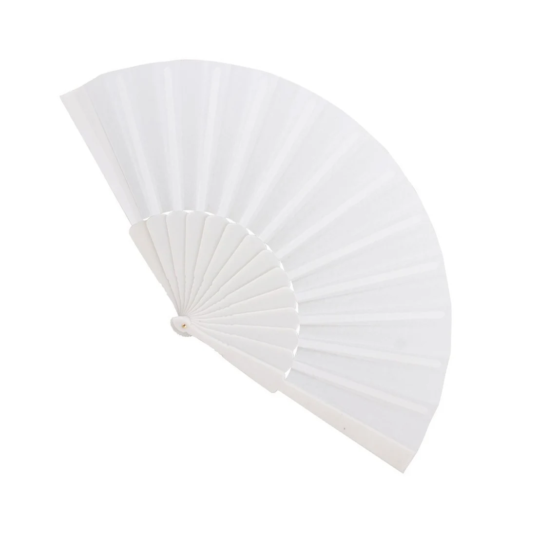 

SZ Hot Plastic Fabric Hand Foldable Fan for Ladies Men White