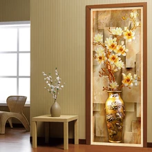 Европейский стиль 3D тисненая Цветочная ваза фото настенная дверная наклейка обои Гостиная Кабинет фон настенное покрытие фрески