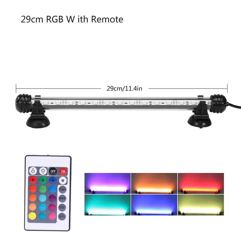 Аквариумный светильник светодиодный водонепроницаемый светильник для аквариума подводный светильник для аквариумов декоративный светильник для аквариумов лампа для растений 19-49 см 220 В мощность ЕС - Цвет: 29cm RGB With Remote