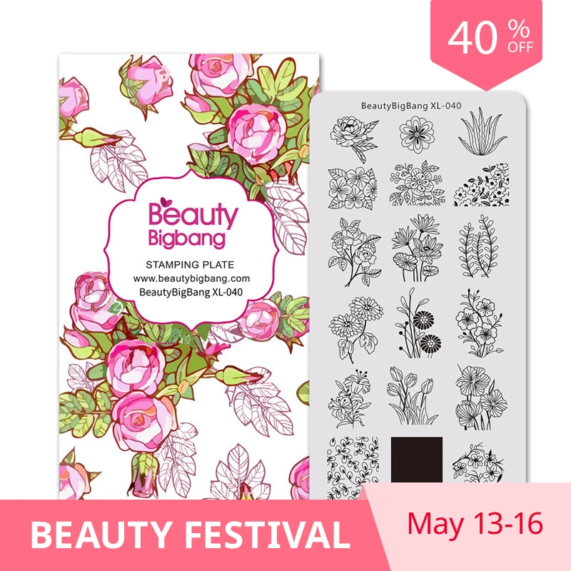 

BeautyBigBang Flowers fashion Design stamping for nails 6*12cm Template Nail stamping Plates for stamping Nail Art BBB XL-040