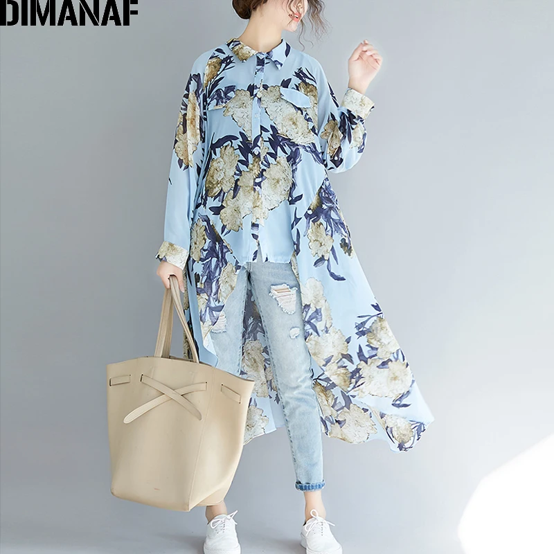 DIMANAF Plus Size Women Blouse Elegant Lady Tops Shirts Long Sleeve Print Floral Female Clothes Loose Casual Beach Autumn 2019 DIMANAF Plus Size Women Blouse Elegant Lady Tops Shirts Long Sleeve Print Floral Female Clothes Loose Casual Beach Autumn 2019