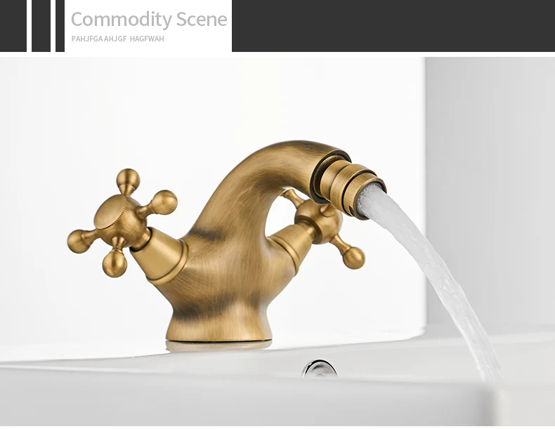 Description Picture 5 of itemAntique Bidet Faucet Two Ceramic Swivel Handles Water Bathroom Sink Brass Single Hole Deck Mounted Water Mixer Tap 7313