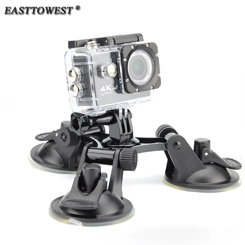 Easttowest for Gopro Accessories Fat Gecko Triple Suction Cup Mount for Xiaomi Yi Sjcam Sj4000 Sj7000