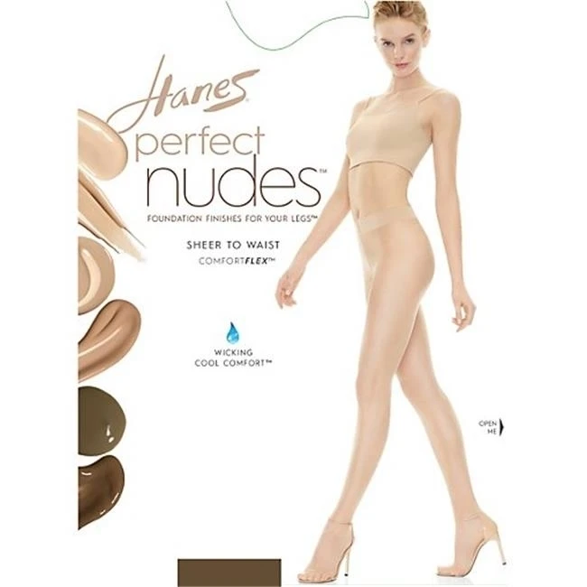 Hanes 617914136611 Perfect Nudes Sheer to Waist Run Resistant Light Tummy Control Hosiery True Black - 5 by 6X