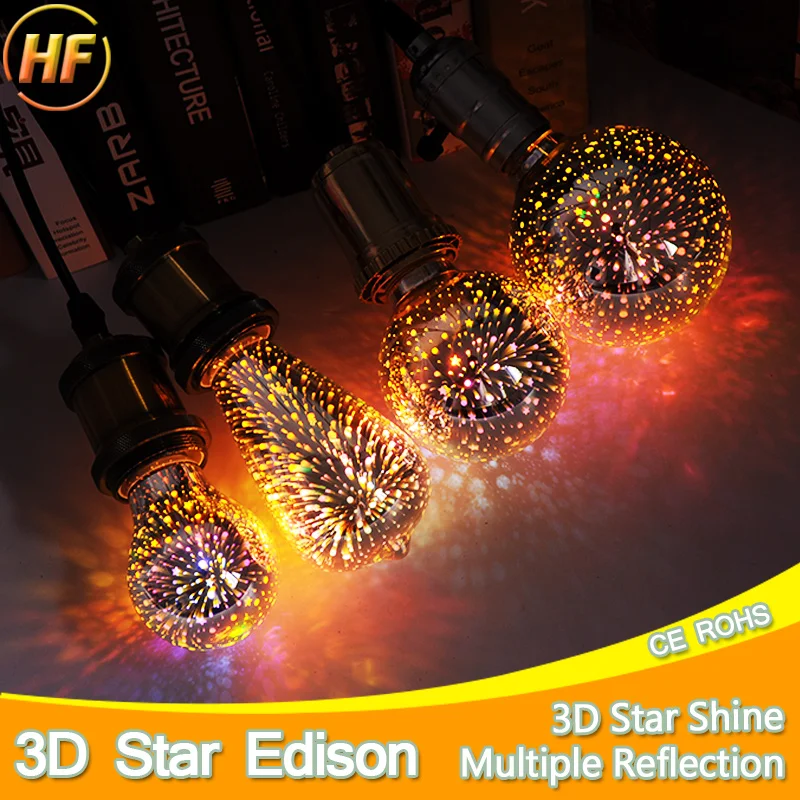 

E27 LED Lamp Light Bulb 3D Decoration Bulb 110V 220V 240V Holiday Lights A60 ST64 G80 G95 Novelty Lamp Christmas Decoration