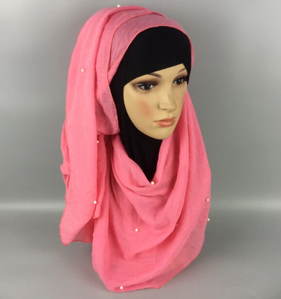 U9 вискоза шарф с жемчугом мусульманский хиджаб шали шарфы шарф можно выбрать цвета, 10 шт./лот