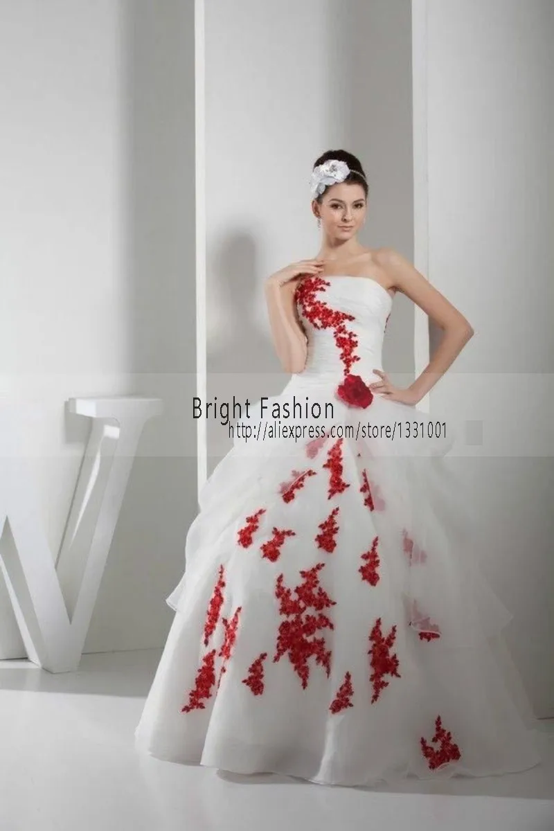vestidos de novia blanco con rojo para gorditas