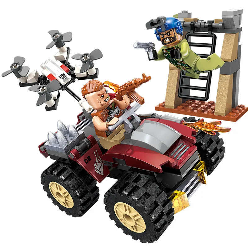 

Enlighten 128pcs Military War City Series Thunder Mission Ambush Mountain Car Building Blocks Compatible LegoINGLY Blocks Toys