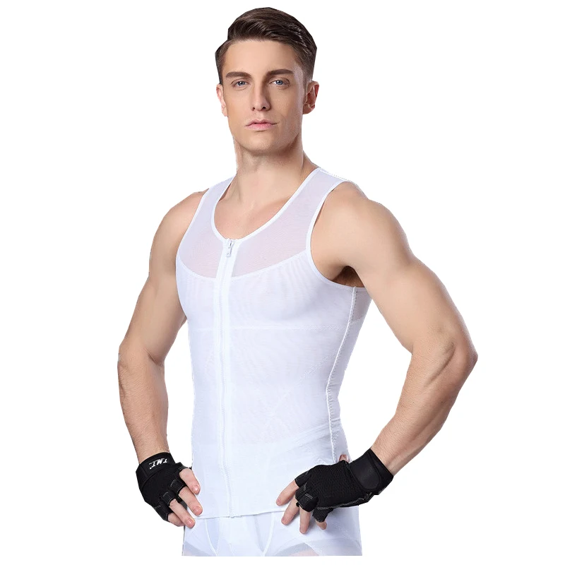Mens Shapewear Slimming Girdle Belly Zipper Vest Male Body Underwear